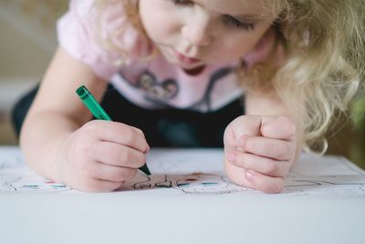 Young child coloring