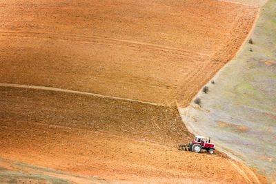 High angle view of field