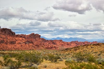 Scenic view of rocky mountains against sky