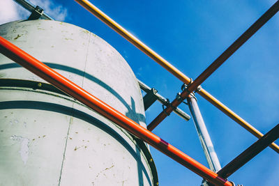 Low angle view of large container against blue sky at kienberg park