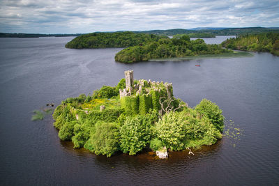 Mcdermott castle on a little island in louth key.