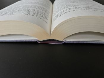 Close-up of open book on table