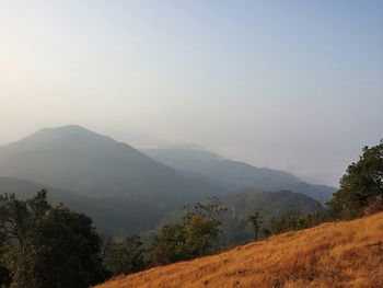 Scenic view of mountains against clear sky