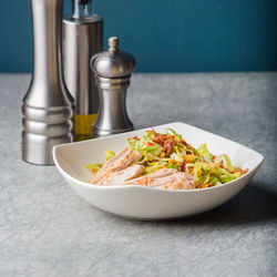 Close-up of food in plate on table