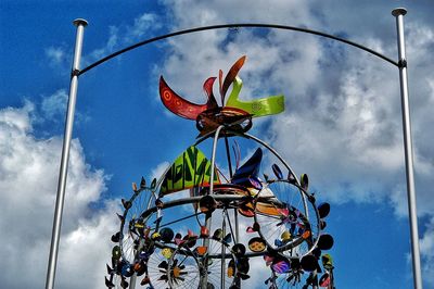 Low angle view of ferris wheel against blue sky