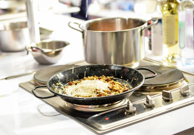 Close-up of food on stove