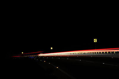 Light trails on road at night