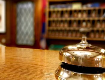 Close-up of bottles on table