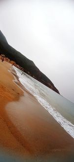 Scenic view of beach against clear sky