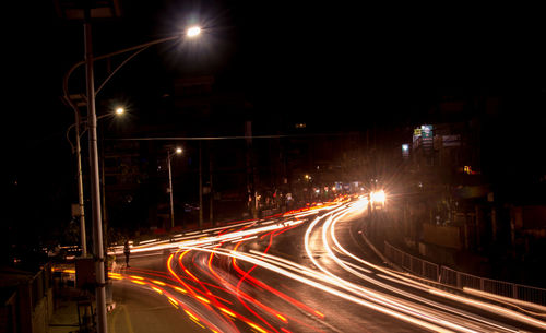 Light trails on highway at night