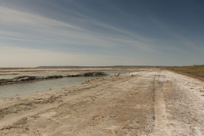 The road through the steppes to the aral sea.kazakhstan,2019