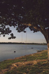 Scenic view of lake against sky