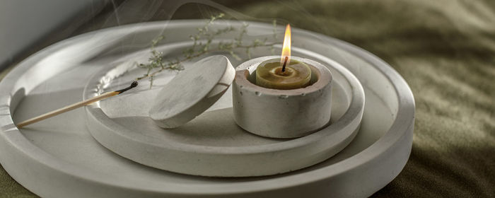 Close-up of dessert in plate on table