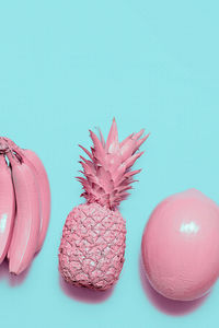 Tropical pink fruit mix. surreal minimal art