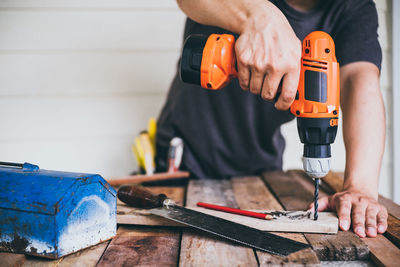 Man working on table