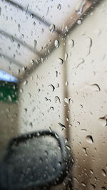 Close-up of water drops on glass window