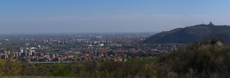 High angle view of townscape against sky