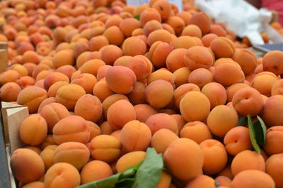 High angle view of fruits for sale at market stall