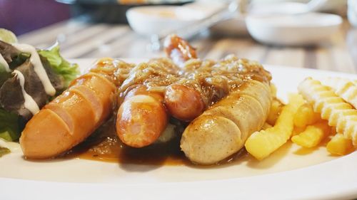 Close-up of meal served in plate