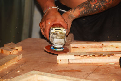 Man working on table