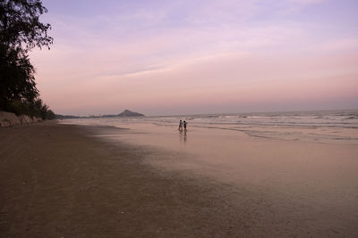 Scenic view of beach against sky during sunset