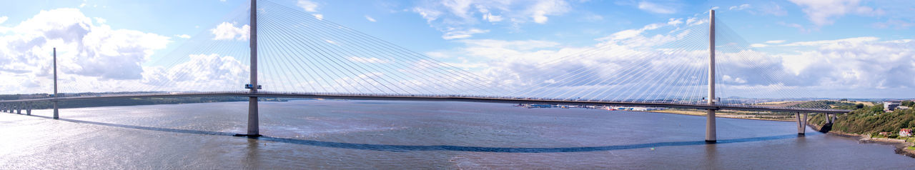 Panoramic view of bridge over sea against sky