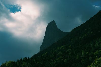 Scenic view of mountains against cloudy sky