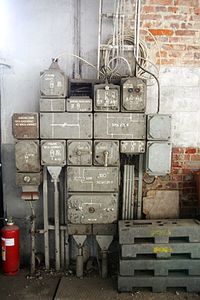 Brick wall with closed door