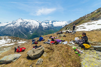 Tourists on mountain