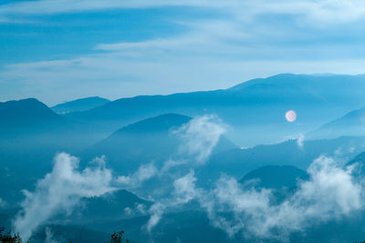 Low angle view of mountains against sky