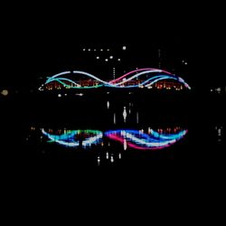 Illuminated water at night