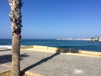 Scenic view of sea against clear sky