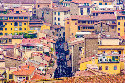 High angle view of buildings in city