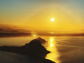 Scenic view of sea against sky during sunset