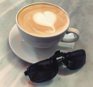 High angle view of coffee on table