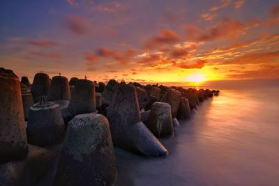 Panoramic view of sea against sky during sunset