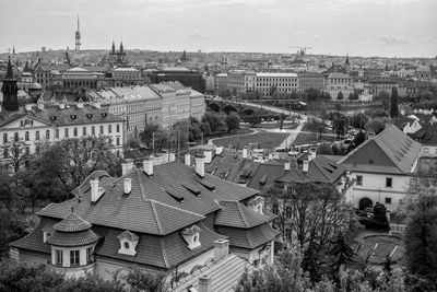 High angle view of townscape against sky