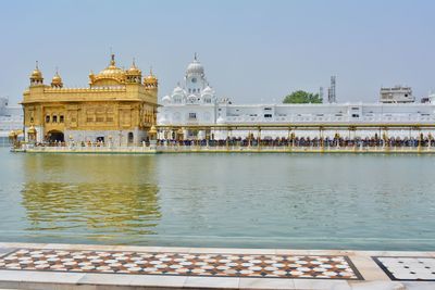 View of golden temple against clear sky