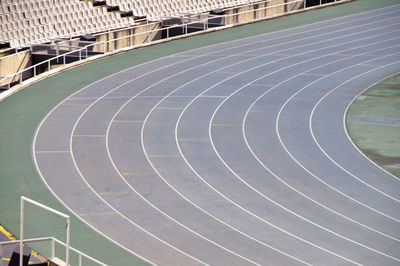 High angle view of soccer field