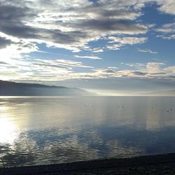 Scenic view of sea against cloudy sky