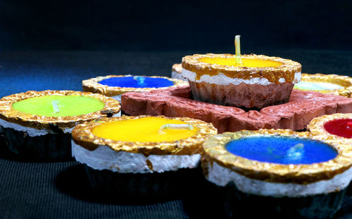 Close-up of cupcakes on table