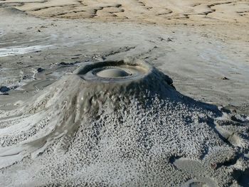 High angle view of sand at beach