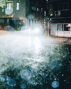 Water flowing in city