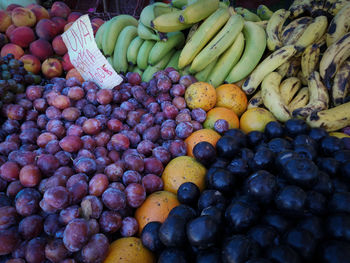 High angle view of grapes for sale in market