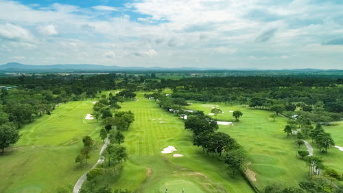 High angle view of landscape against sky