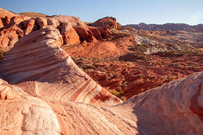 Fire wave. scenic view of rocky mountains