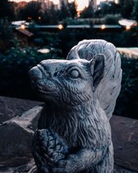 Close-up of lion statue