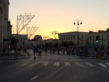 City street at sunset