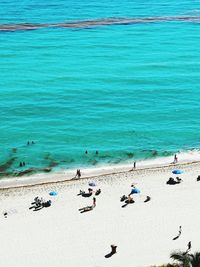 High angle view of people on beach