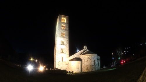 Illuminated buildings at night